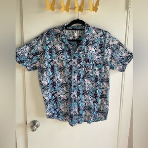 Vintage Colorful Short Sleeve Button-up